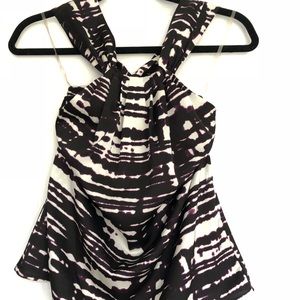 Ann Taylor Black Purple and White Sleeveless Top